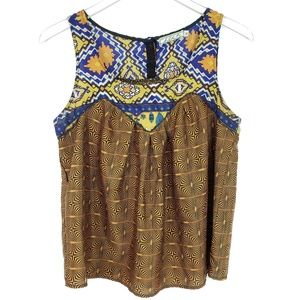 Chloe K Tribal y2k Cropped Tank Top festival hippie boho babydoll crochet mixed